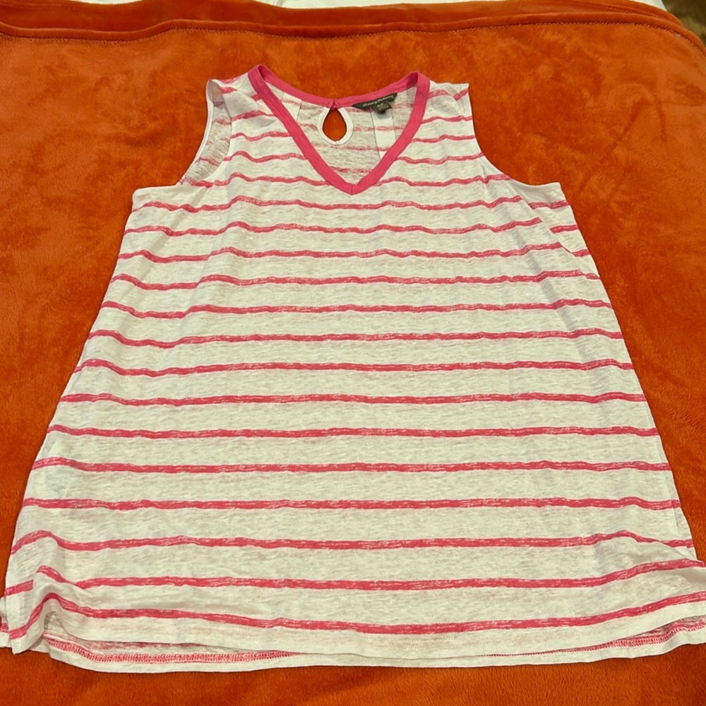 Tommy Bahama pink and white striped Top size S P